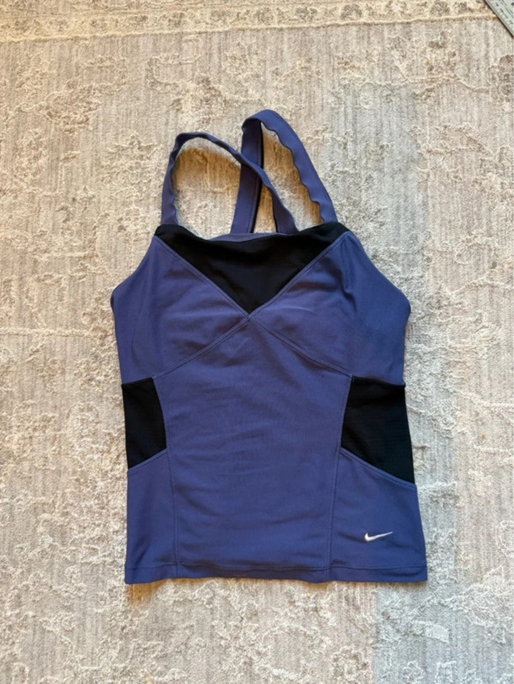 Vintage Y2K Nike Fit Dry Blue Black Strappy Built In Bra Athletic Tank Size M
